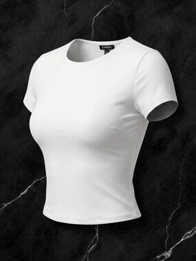 Express NWT Body Contour White Short Sleeve Crop Top S